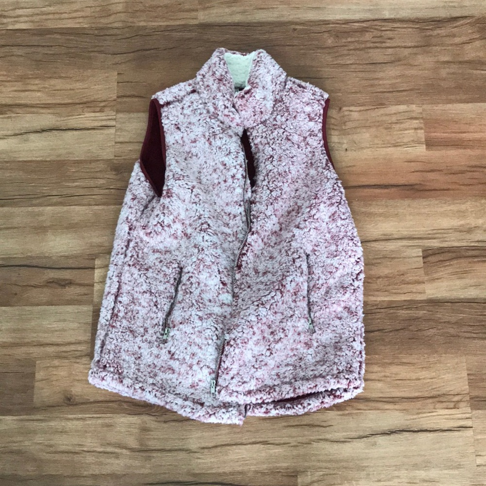 Pink, white, red vest